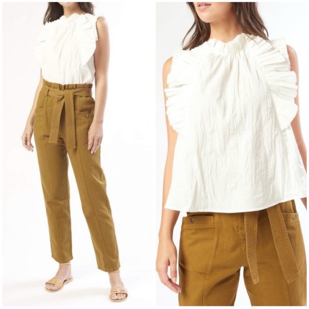 Sea New York White Ruffle Blouse, Size 6, EUC